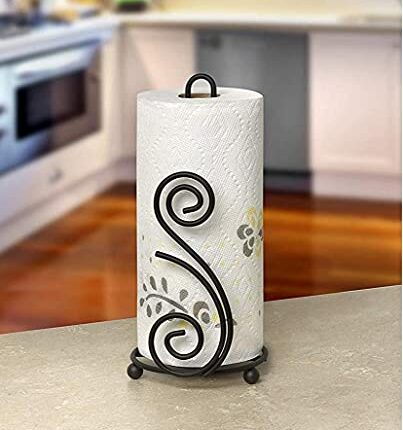 Artsio Craft Store Kitchen Tissue Paper roll Holder, Iron Bathroom Tissue Holder, Napkin roll Hand Dispenser for Kitchen and Dining Table, Black-Medium (Double-s)