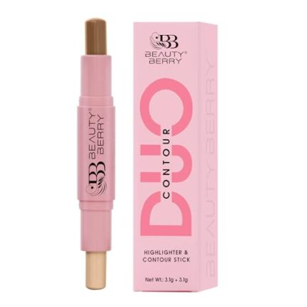 Beauty Berry Premium 2 in 1Highlighter Contour Stick Concealer Contouring Shade and Highlighter, Easy-to-Blend Formula, for a Defined and Chiseled Look (Shade 02)