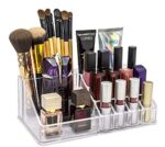 Black Olive Makeup Lipstick Holder - Transparent 16 Compartment Acrylic Multi Level Deep 16 Grid Clear Holder Fits All Beauty Items Gloss Nail Polish Pencil Mascara Brush Perfume Organizer