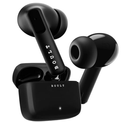 Boult Audio Z60 Earbuds with 60H Battery, Clear Calling 4 Mics, Made in India, 50ms Low Latency Gaming, 13mm Bass Driver, Type-C Fast Charging, IPX5 Ear Buds Bluetooth 5.3 TWS Ear Buds (Raven Black)