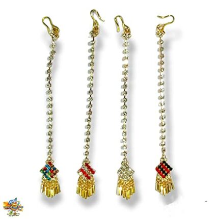 Brij Sugandha Set of 4 Mang Tikka – for Devi Maa/Radha Rani Idol- Stone Stylish Diamond Metal Maag Tika | by The Kanha Store (3 INCH)