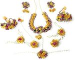 C&G INDIA Flower Designer Jewellery Set for Women and Girls Mehandi Haldi Bridal Baby Shower Marriage