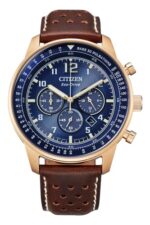 CITIZEN Analog Blue Dial Men's Watch-CA4503-18L Genuine Leather, Brown Strap