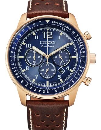 CITIZEN Analog Blue Dial Men's Watch-CA4503-18L Genuine Leather, Brown Strap