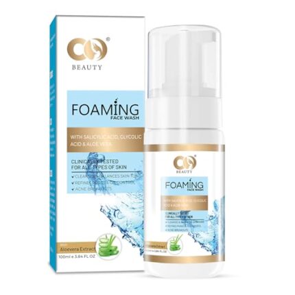 CO Beauty 1% Salicylic Acid,1% Glycolic Acid Foaming Face Wash for Remove Excess Oil, Oily Skin | Face Cleanser for Acne or Pimples | Men & Women-100ml