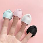 COSLUXE Mini Finger Powder Puff 4 pcs Finger Makeup finger beauty blender Sponges, Mini Soft Cosmetic Finger Puff, Perfect for Foundation, BB Cushion, Cream, Concealer