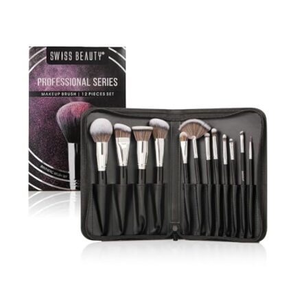 CREATIVE HUB Swiss Beauty Professional Face & Eye Brush Set of 12 | ultra-soft synthetic bristles | Durable and Long-Lasting | Face & Eye Makeup