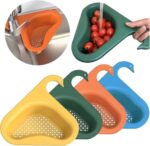 CREDSY Kitchen Sink Drain Basket, Multifunction Triangular Swan Shape Kitchen Sink Corner Food Catcher Kitchen Sink Strainer, Kitchen Waste Drainer Basket (Multicolor, Pack of 1)