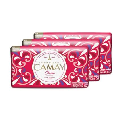 Camay Classic International Beauty Soap with Carnations & Roses (Buy 2 Get 1 Free) Combo Pack Offer, Indulging French Fragrance, Moisturizing Bathing Body Bar Soap Combo, Imported Soap with Nature’s Scent for Daily Skincare, Gives Silky, Soft & Glowing Skin (3 Count, 125g Each)