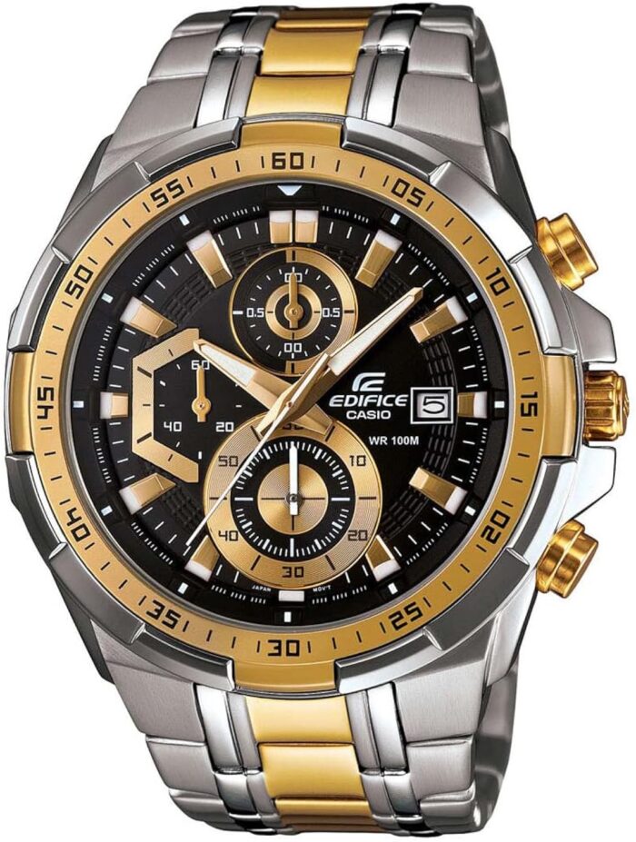 Casio EDifice EFR-539SG-1AVUDF Black Analog Dial Dual Tone Stainless Steel Band Men's Watch Chronograph 100M Water Resistant EX188