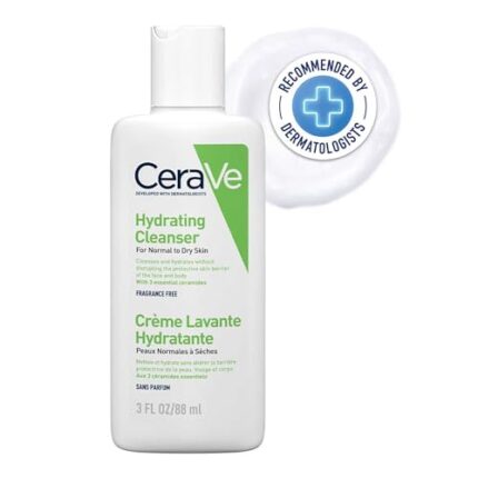 CeraVe Hydrating Cleanser For Normal To Dry Skin (88ml) - Non-Foaming Face Wash with Hyaluronic Acid And Ceramides | Non-Comedogenic, Non-Irritating And Fragrance-Free Cleanser