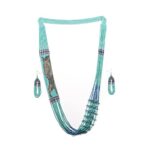 Chandair Turquoise Beaded Necklace and Earrings Set for Women with Horse Pattern Accent - Multistrand, Artisanal Design Native Indian Jewelry for Girls & Women