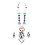 Chandair's Handcrafted Seed Beaded Multi-Strand Bird Design Necklace and Matching Earrings Set – Vibrant Multicolor Tribal Statement Jewelry for Women – Boho Native Tassel Style