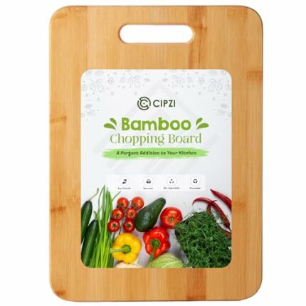 Cipzi Premium Chopping Board for Kitchen Bamboo Wooden Cutting Board for Vegetable, Fruit Chopper Board Safe, Eco-Friendly, Durable (33 x 24cm)