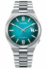 Citizen Automatic Gents Watch Lake Green Dial for Men, Analogue, Stainless Steel, Silver Strap - NJ0151-88X