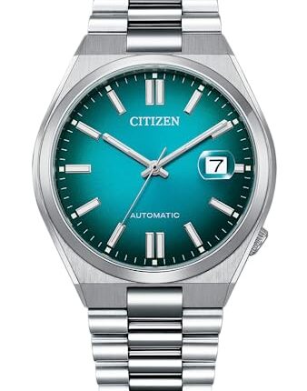 Citizen Automatic Gents Watch Lake Green Dial for Men, Analogue, Stainless Steel, Silver Strap - NJ0151-88X