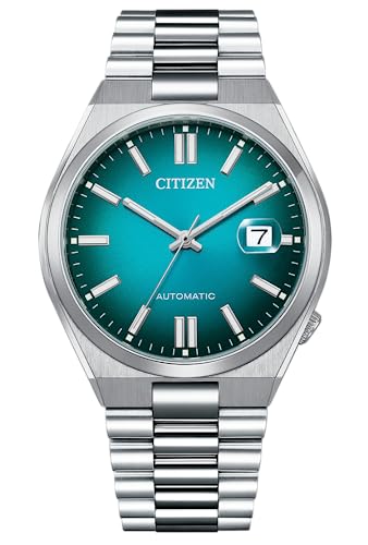 Citizen Automatic Gents Watch Lake Green Dial for Men, Analogue, Stainless Steel, Silver Strap - NJ0151-88X