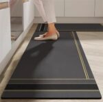 Claiez Anti Fatigue Kitchen Rug Sets 2 Piece Non Slip Kitchen Mats for Floor Cushioned Kitchen Rugs and Mats Waterproof Comfort Standing Mat Runner for Kitchen,Home Office,Sink,Laundry (Line MAT)