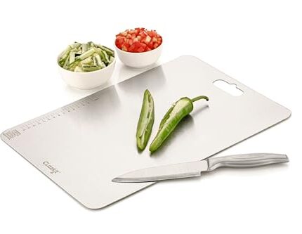 Clazkit Large Stainless Steel Chopping Cutting Board Vegetable,Fruit,Bread & Meat Durable Safe & Heavy Duty (360 x 250 x 1mm)