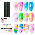 Clear Blooming Gel 15ml UV LED Soak Off Nail Art Polish for Spreading Effect Marble Nail Polish Gel Paint Nail Designs for DIY Color Flower Watercolor Magic Beauty Valentine's Day Gift