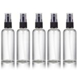 Clenom Multipurpose Refillable Fine Black Mist Spray Empty Transparent Bottle, 100ml (Pack of 5) for Beauty & Personal Care, Face Moisturizing, Hair Moisturizing, Plants, Electronic Gadgets, Cleaning