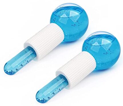 Concepta Facial Ice Globe Smart Cool Face Roller Ball Facial Massage Tools for Neck Eye Circle Reduce Puffiness Anti Ageing Wrinkles Soothing Firming Skin 2Pcs Energy Beauty Crystal Ice Roller