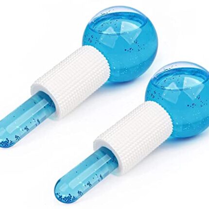 Concepta Facial Ice Globe Smart Cool Face Roller Ball Facial Massage Tools for Neck Eye Circle Reduce Puffiness Anti Ageing Wrinkles Soothing Firming Skin 2Pcs Energy Beauty Crystal Ice Roller