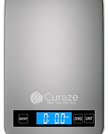 Curaze Digital Food Weight Machine For Kitchen up to 10 kg Capacity - Accurate Kitchen Weighing Scale For Home Baking, Cooking & Fitness with Touch Button Tare Function, Ideal For Food Measuring