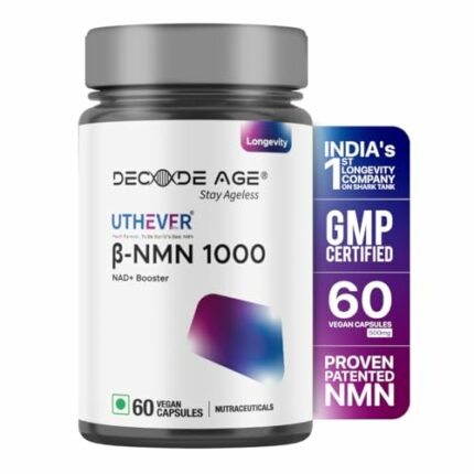 Decode Age NMN 1000|99.9% Pure| World's First Clinically Proven |Healthy Ageing|Cellular Repair|Boost NAD+| Energy Levels| Skin Health(60 Vegan Capsules,1000mg Per Serving)