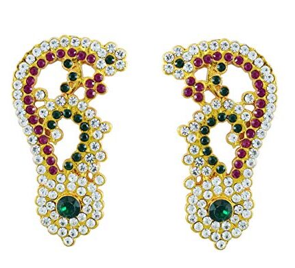 Deity God Jewelley unisex-adult Stone Karna Patkam Ear Set for All Gods and Goddesses (7815M).