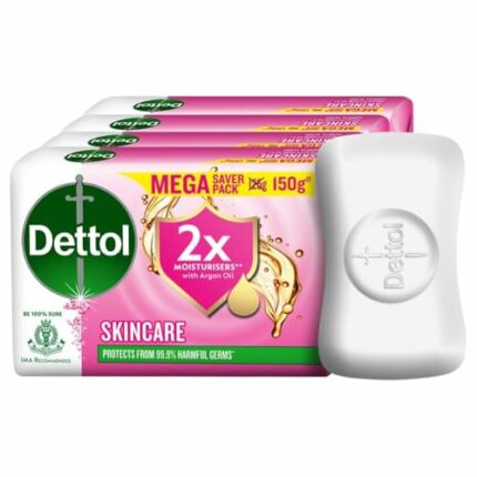 Dettol Skincare Moisturizing Beauty Bathing Soap Bar with Argan Oil, 150gm each (600gm) | Softer Skin, Pack of 4