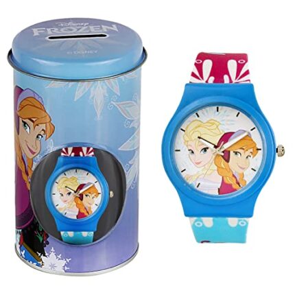 Disney Plastic Unisex Princess For Kids Round Analogue Wrist Watch Birthday Gift For Boys & Girls-Age 3 To 12 Years (Elsa And Anna Blue),Multicolour