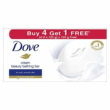 Dove Cream Beauty Bathing Bar For 24 Hour Nourished Skin with ¼ Moisturising Cream and Nutrient Serum (Pack of 5) 125g each