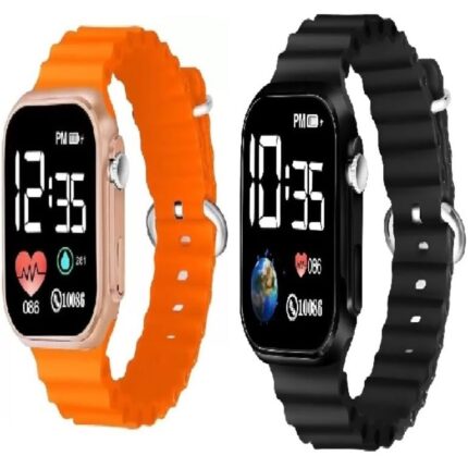 EL SMO Square Shape Dial Colorful Smart Looking Digital led Combo Watch for Kids Boys & Girls-Fully Waterproof Sportswatch Display-Date & Time Function Only(for Age 4-15 Years)