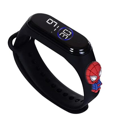 EVOTECH Silicone Digital Led Band For Kids, Boys & Girls, Smart Watch, Waterproof Stylish And Fashionable (Age 2 To 12 Years)(Spider Man),Dial-Black, Band-Black