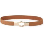 F DREAM Women Skinny Belt for Dresses Retro Stretch Ladies Waist Belt Plus Size (Brown)