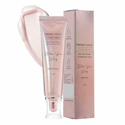 FACES CANADA Strobe Cream - Rose Gold, 30ml | Primer + Highlighter + Moisturizer | Shea Butter & Hyaluronic Acid | Intense Hydration | Flawless Radiant Dewy Skin | Illuminating & Glowing Makeup Base