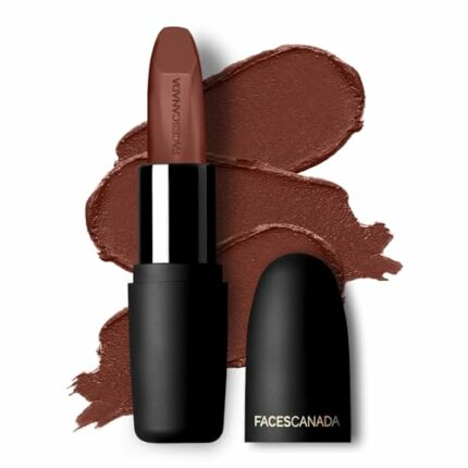 FACESCANADA Weightless Matte Lipstick - Forsake Beauty 01 (Brown), 4.5g | Highly Pigmented Lip Color | Smooth One Stroke Glide | Moisturizes & Hydrates Lips | Vitamin E, Jojoba & Almond Oil Enriched