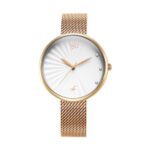 Fastrack Metal Analog White Dial Women's Watch-Fv60040Wm02, Band Color-Gold