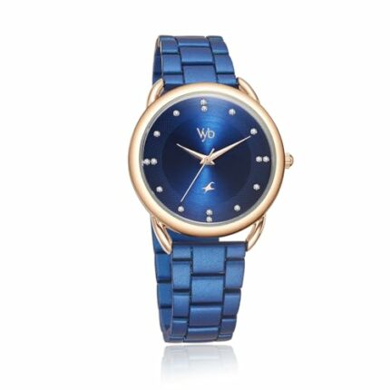 Fastrack Vyb Charmer Quartz Analog Blue Dial Stainless Steel Strap Watch for Girls-FV60007KM01W