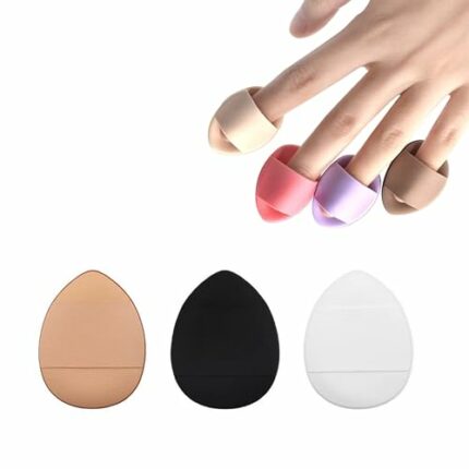 Finger Puff, 3 Pcs Mini Makeup Puff,Suitable For Foundation, Concealer, Eye Shadow,Beauty Makeup Tools (3 Color 1 Set)