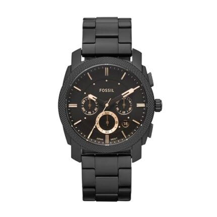 Fossil Machine Stainless Steel Chronograph Unisex Black Dial Watch Fs4682Ie