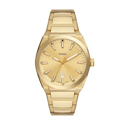 Fossil Men Stainless Steel Everett Analog Gold Dial Watch-Fs5965, Band Color-Gold