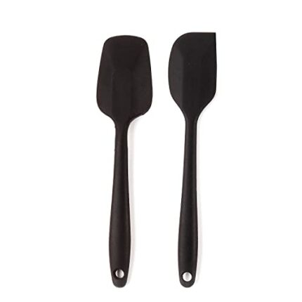 Frenchware Non-Stick Premium Silicone Spatula (Large Spatula & Large Spoon, Black) for Cooking, Baking & Mixing, Seamless Design