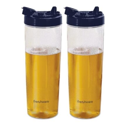 Frenchware Oil Dispenser 1 Litre (Pack of 2, Blue, 1 Litre Each) Ideal for Storing & Pouring Liquids, Refined Oils, Olive Oil, Vinegar, Soy, BPA-Free, Food Grade Material