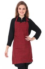 GLUN® Waterproof Unisex Kitchen Apron with Center Pocket and Adjustable Neck Belt with Metal Buckle (PACK OF 1) (Red Check)