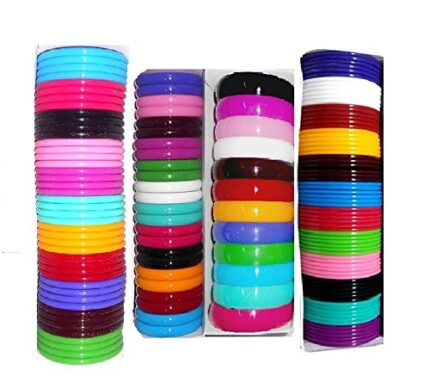 GOELX Plastic Bangles/Kada Bangles/Thick Kada/Thin Bangles/Combo Multicolor Set 4 Boxes - 3mm, 5mm, 8mm,10mm, 20mm - 2.4