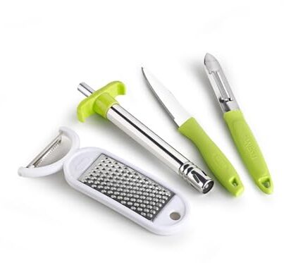 Ganesh 4 in 1 Combo Pack Included 1 Grater|1 Peeler - 1 Knife - 1 Gas Lighter|Multicolor