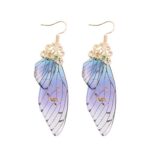 Generic Butterfly Wing Earrings, 1 Pair Butterfly Dangle Earrings for Women Girl, Butterfly Wing Drop Earrings Fairy Dragonfly Wings Hook Earrings Imitation Wing Earring, Purple