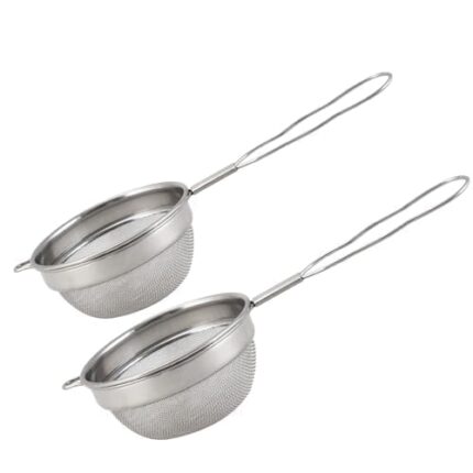 Get Plumm Stainless Steel Strainer for Tea | Strainer for Kitchen | Strainer for Tea | Daily Use Strainer | Strainer Tea and Coffee | Chai Channi 2 Pcs 8cm & 9cm